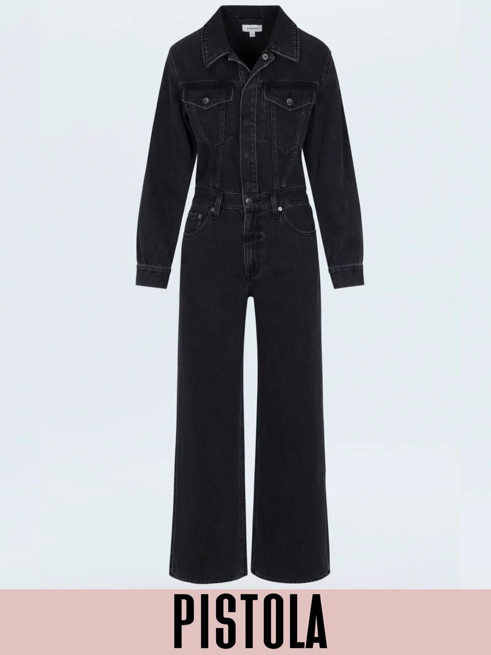 Pistola denim jumpsuit one piece wide leg black XS